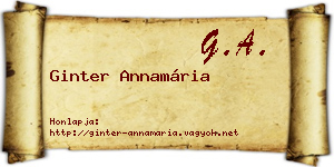 Ginter Annamária névjegykártya