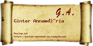Ginter Annamária névjegykártya